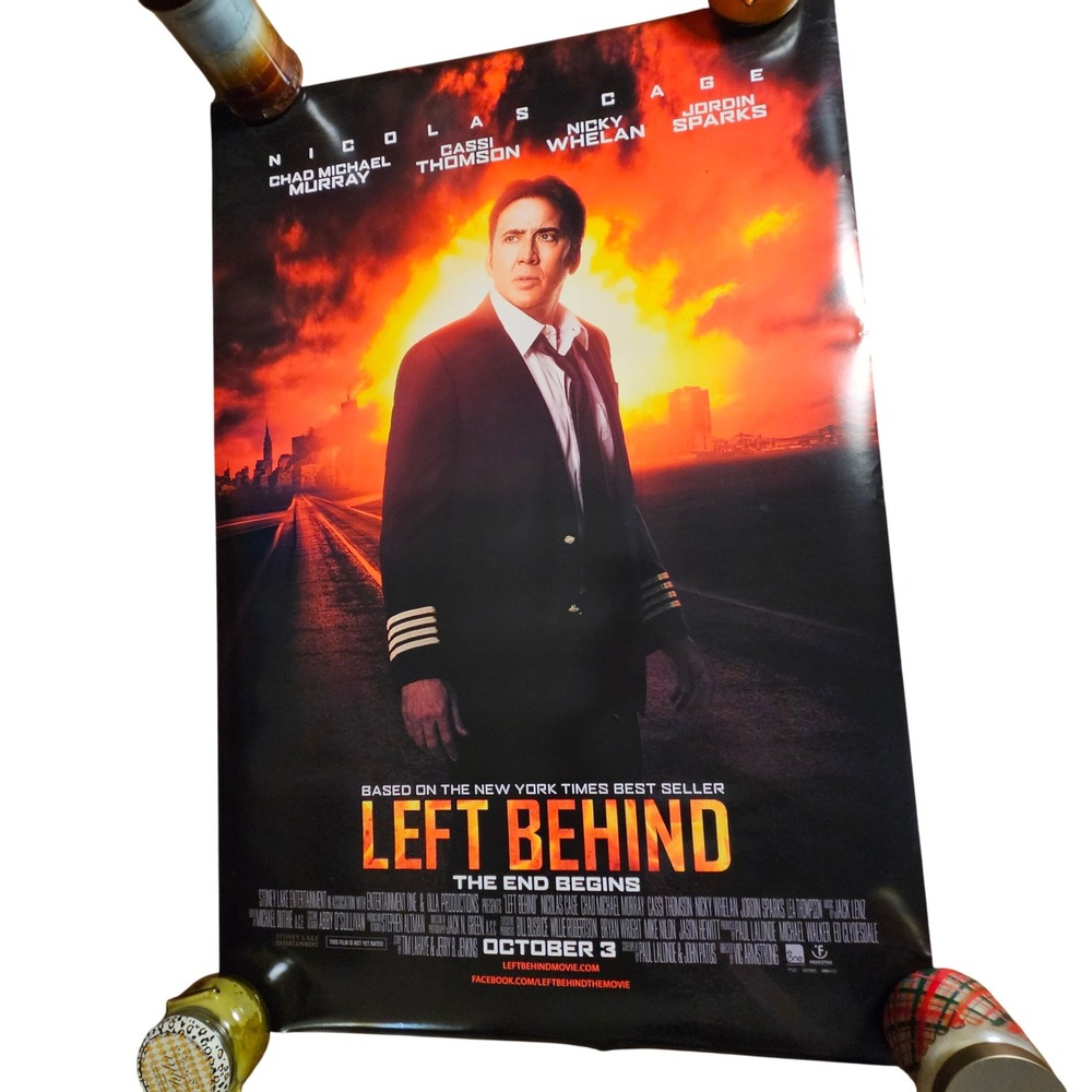 Left Behind 2014 Original Movie Poster 27x40 Nicolas Cage Lea Thompson D/S